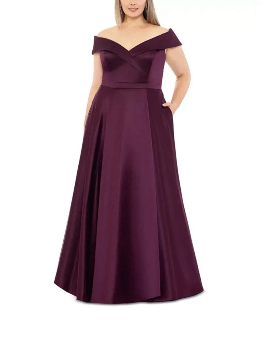 Xscape‎ NWT Off the Shoulder Formal Satin Evening Ball Gala Gown